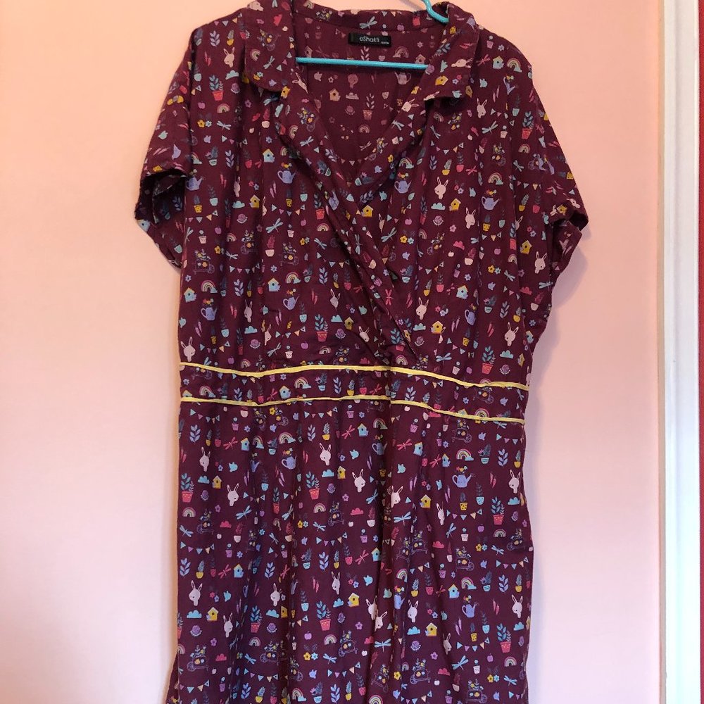 eShakti size 22 dress garden rabbit/ bunny print